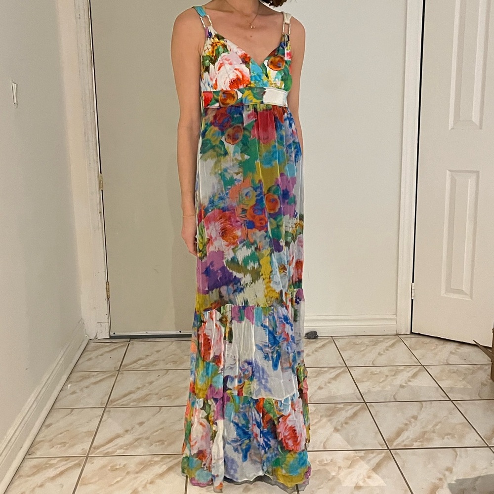 Floral dress with rhinestone detail